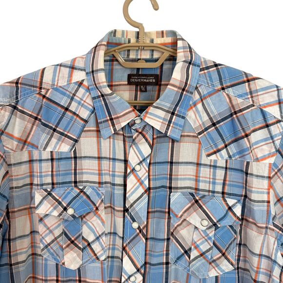 Denver Hayes Western Shirt Sz XL Plaid Button Up Pearl Snap Short Sleeve Cowboy - Picture 7 of 13